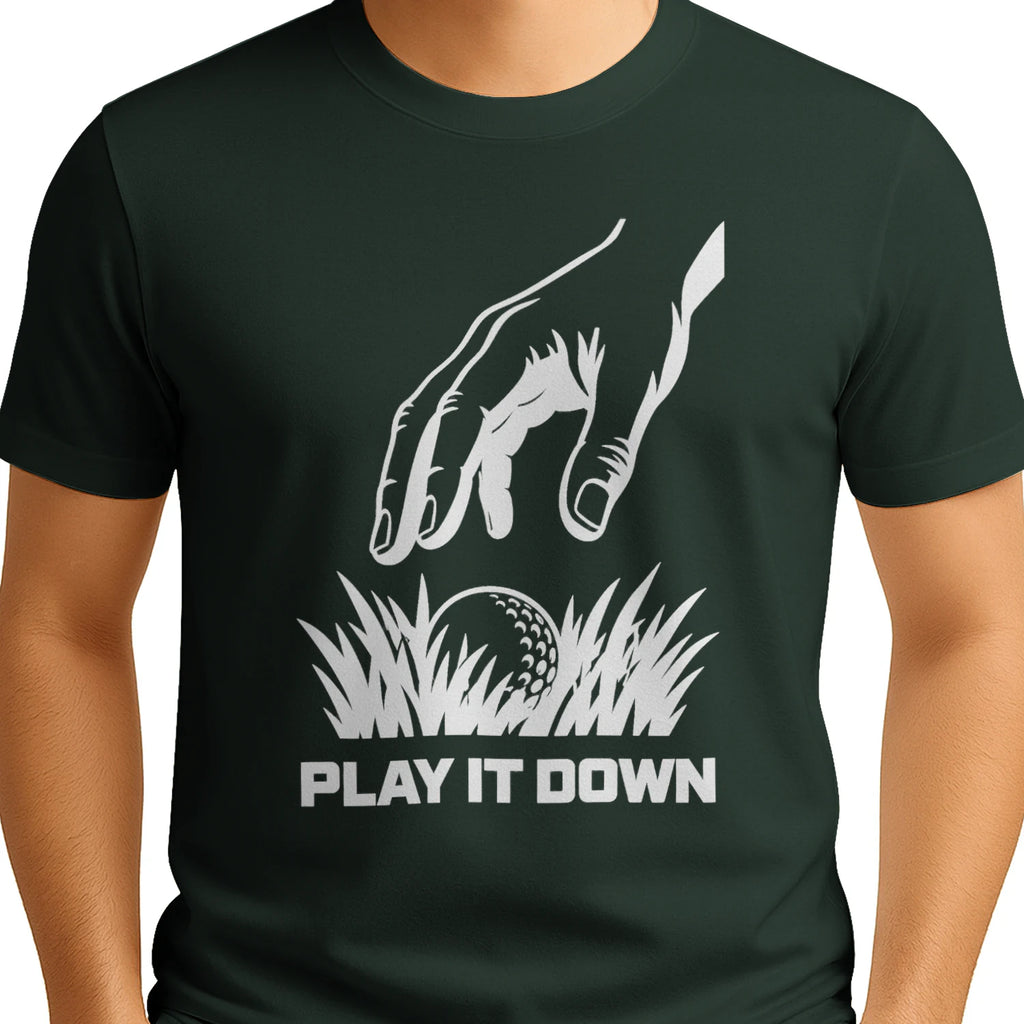 Play It Down Golf T-Shirt — male model front