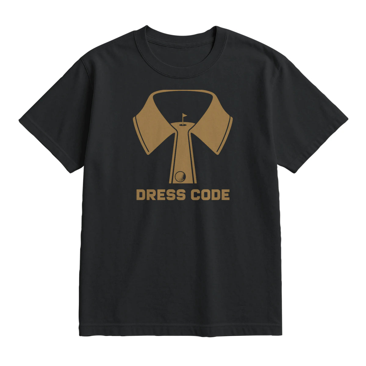 Dress Code Golf T-Shirt — lying flat, viewing the front side.