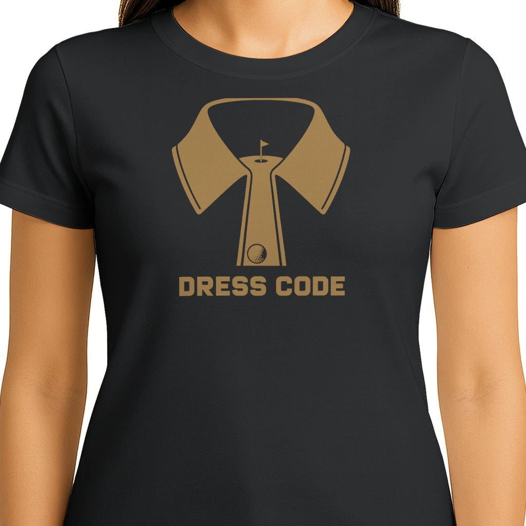 Dress Code Golf T-Shirt — female model front