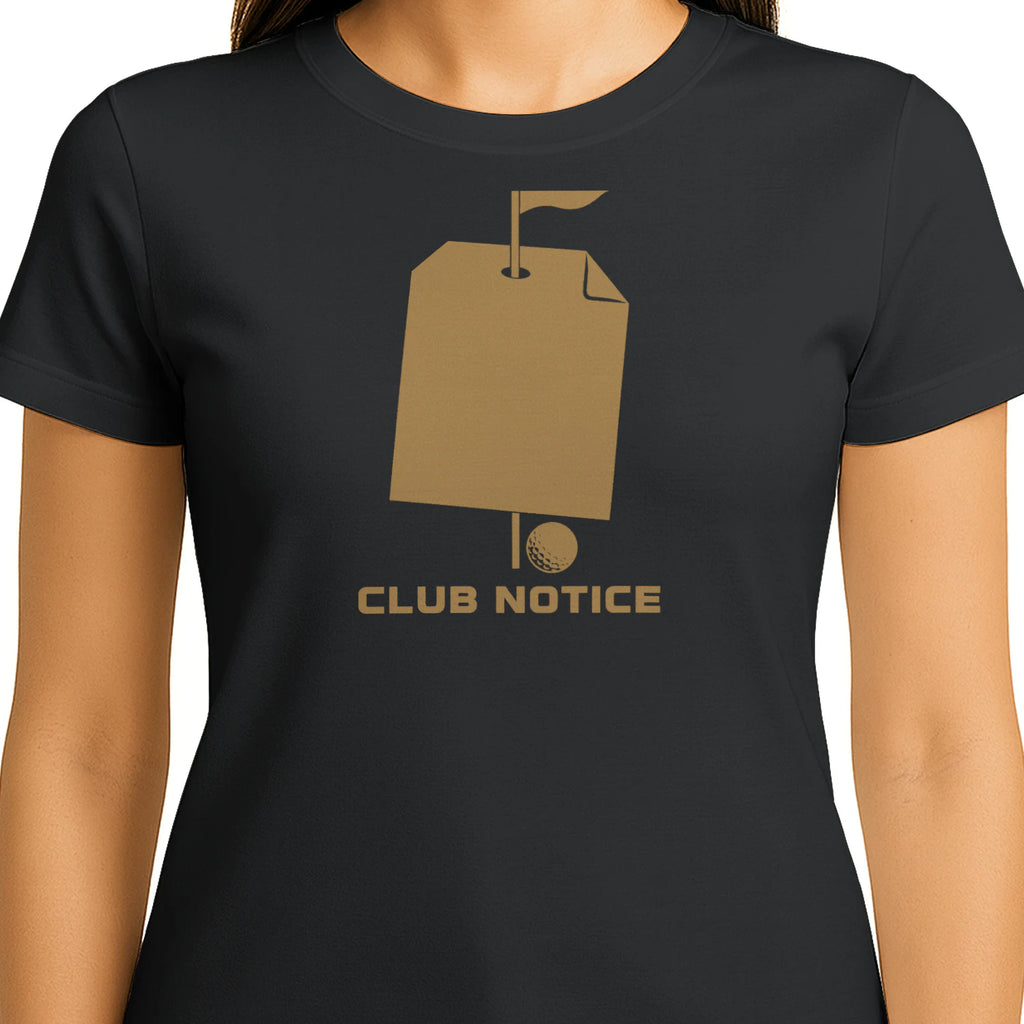 Club Notice Golf T-Shirt — female model front
