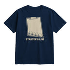Starter’s List Golf T-Shirt — lying flat, viewing the front side.