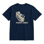 Pocket Check Golf T-Shirt — lying flat, viewing the front side.