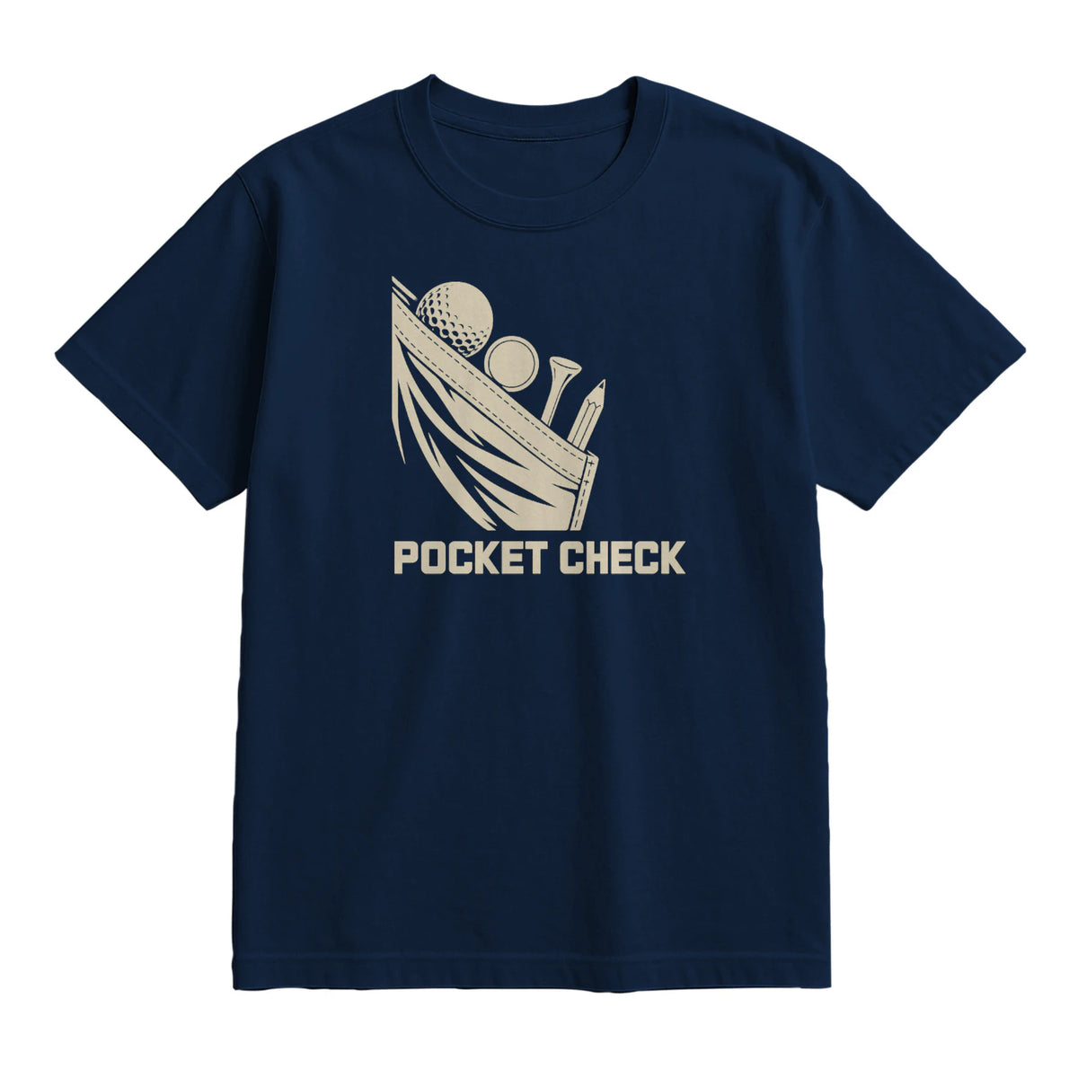 Pocket Check Golf T-Shirt — lying flat, viewing the front side.