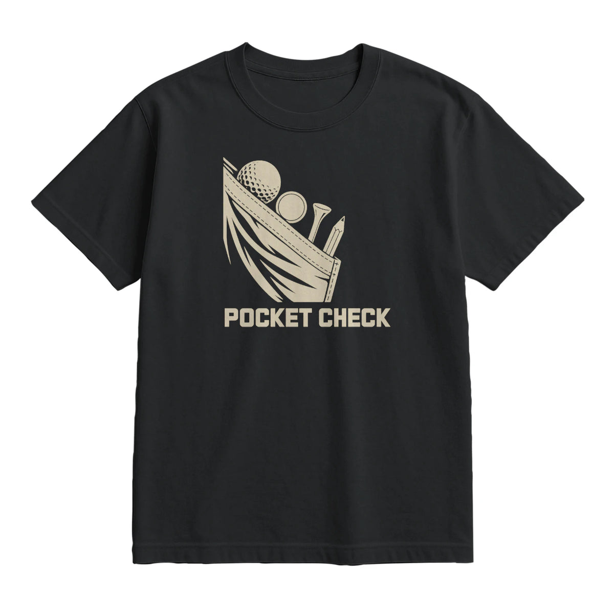 Pocket Check Golf T-Shirt — lying flat, viewing the front side.