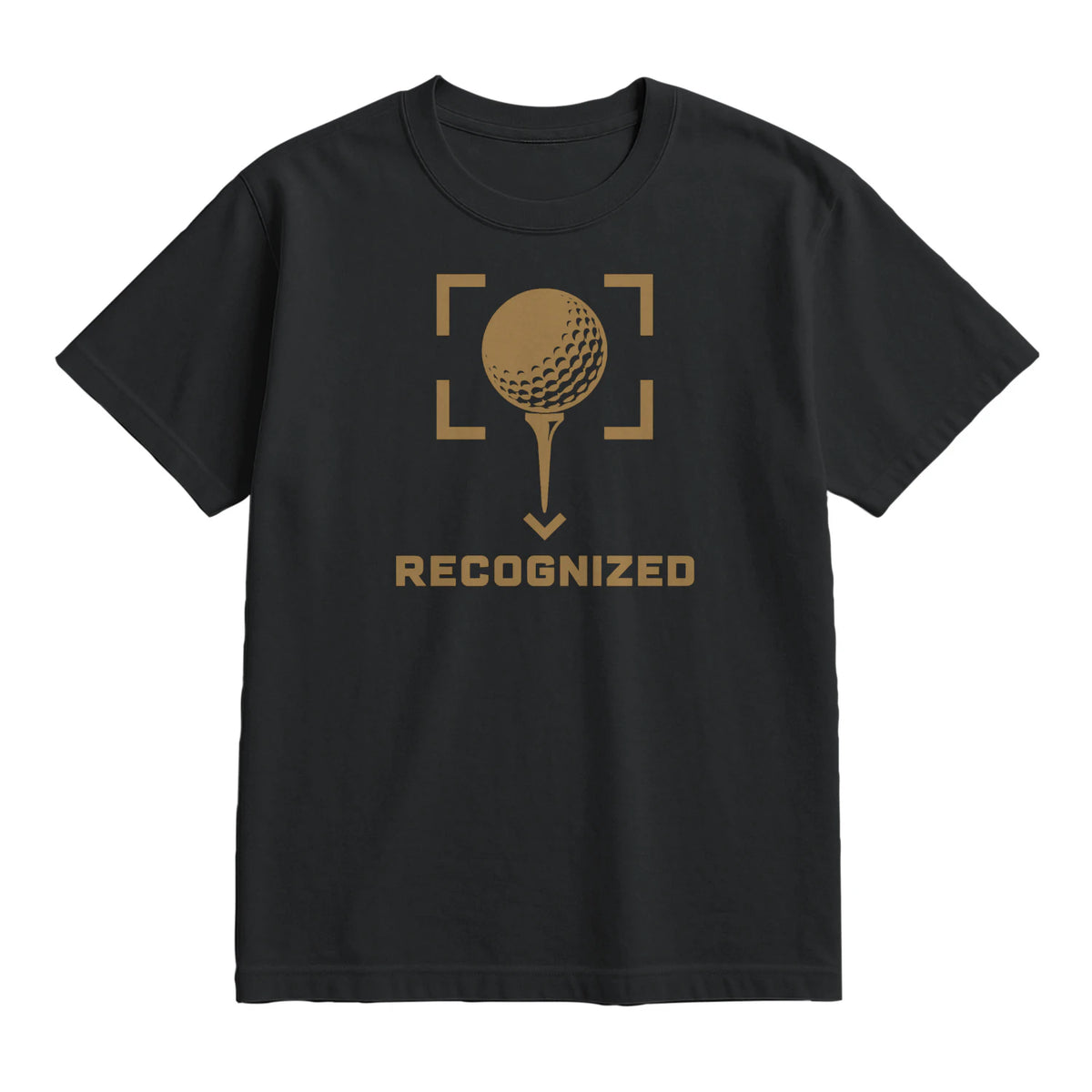 Recognized Golf T-Shirt — lying flat, viewing the front side.
