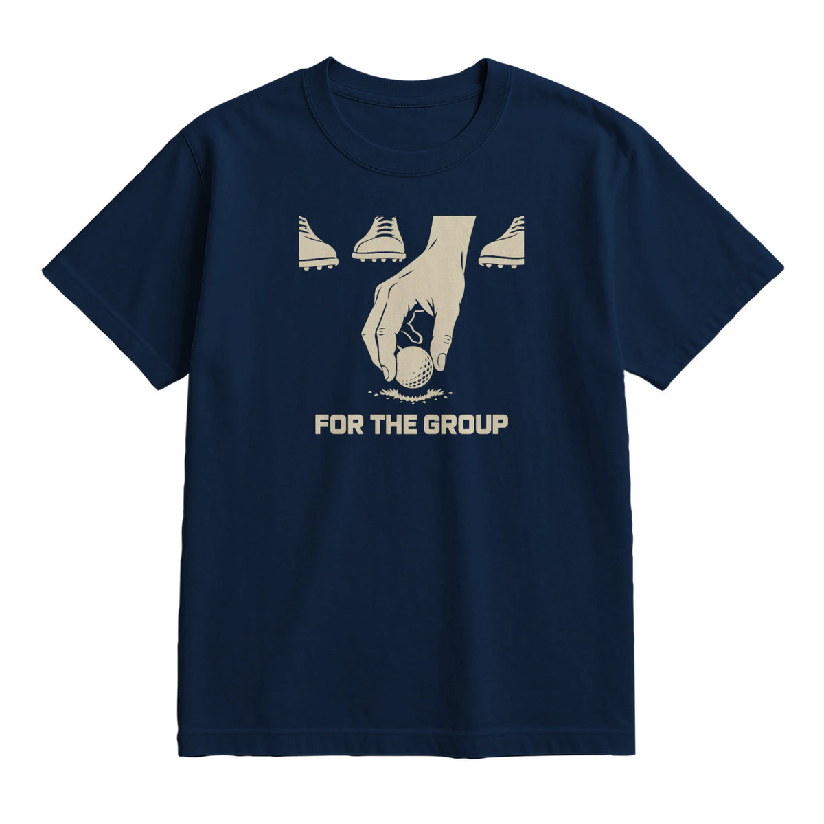 For the Group Golf T-Shirt — lying flat, viewing the front side.