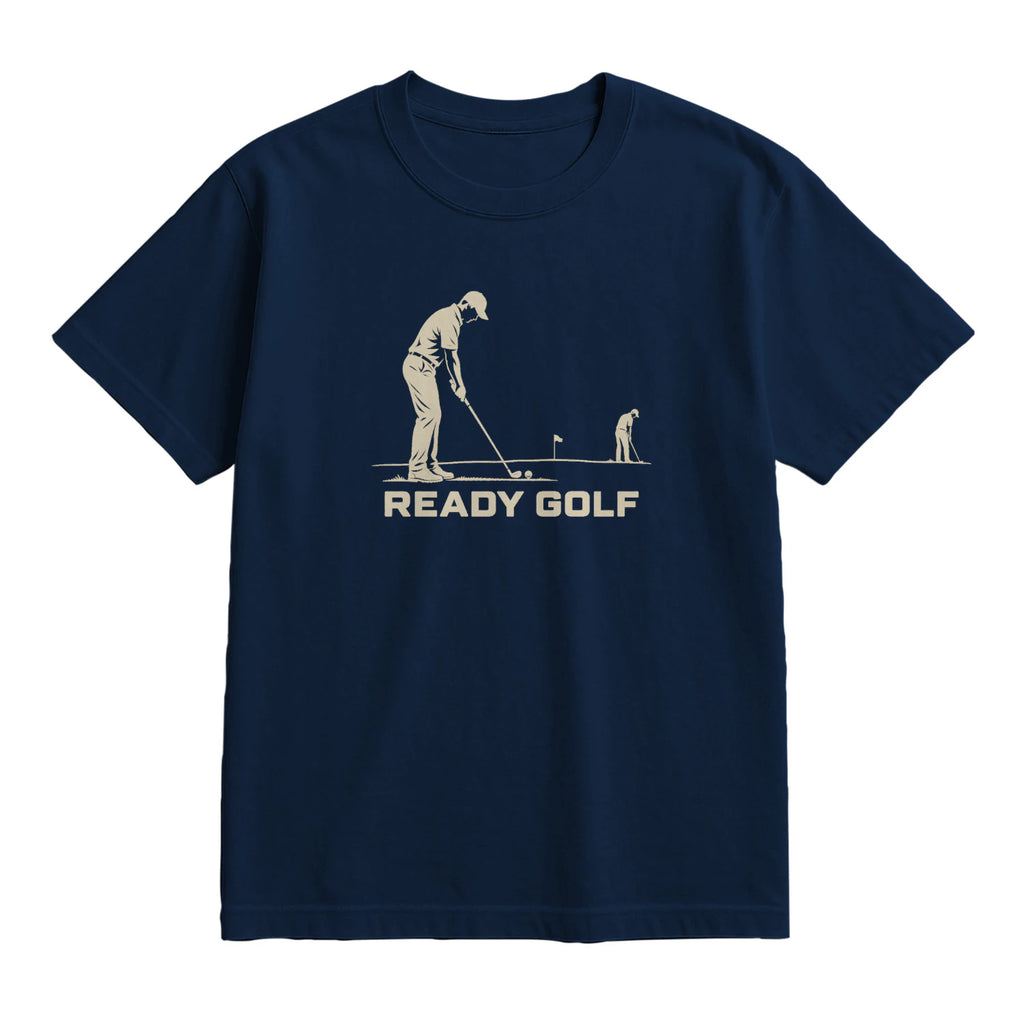 Ready Golf T-Shirt — lying flat, viewing the front side.