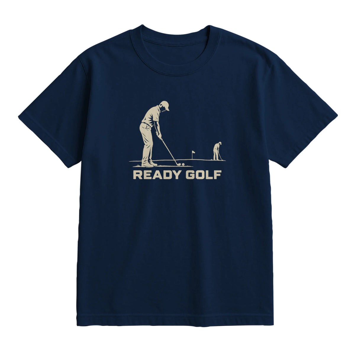Ready Golf T-Shirt — lying flat, viewing the front side.
