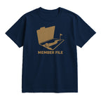 Member File Golf T-Shirt — lying flat, viewing the front side.