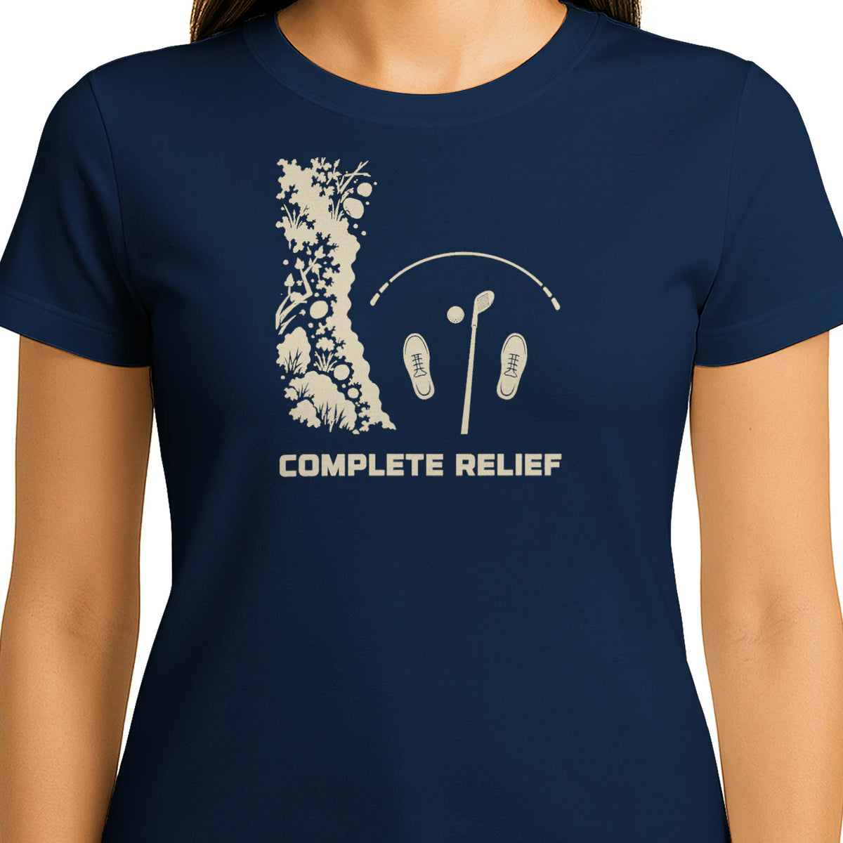 Complete Relief Golf T-Shirt — female model front