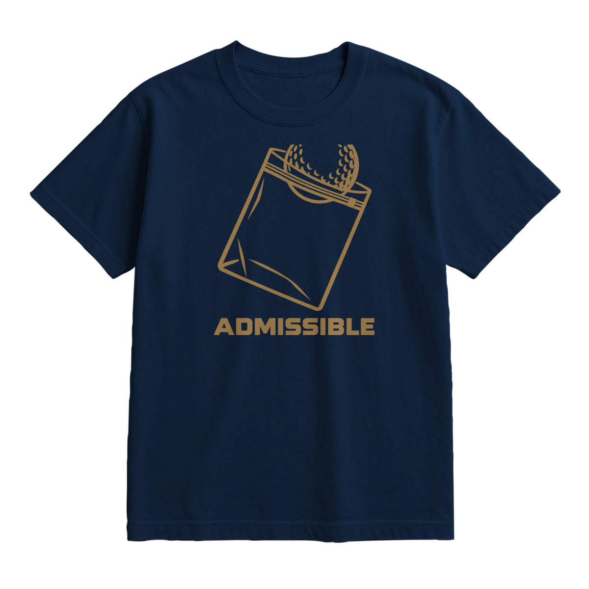 Admissible Golf T-Shirt — lying flat, viewing the front side.