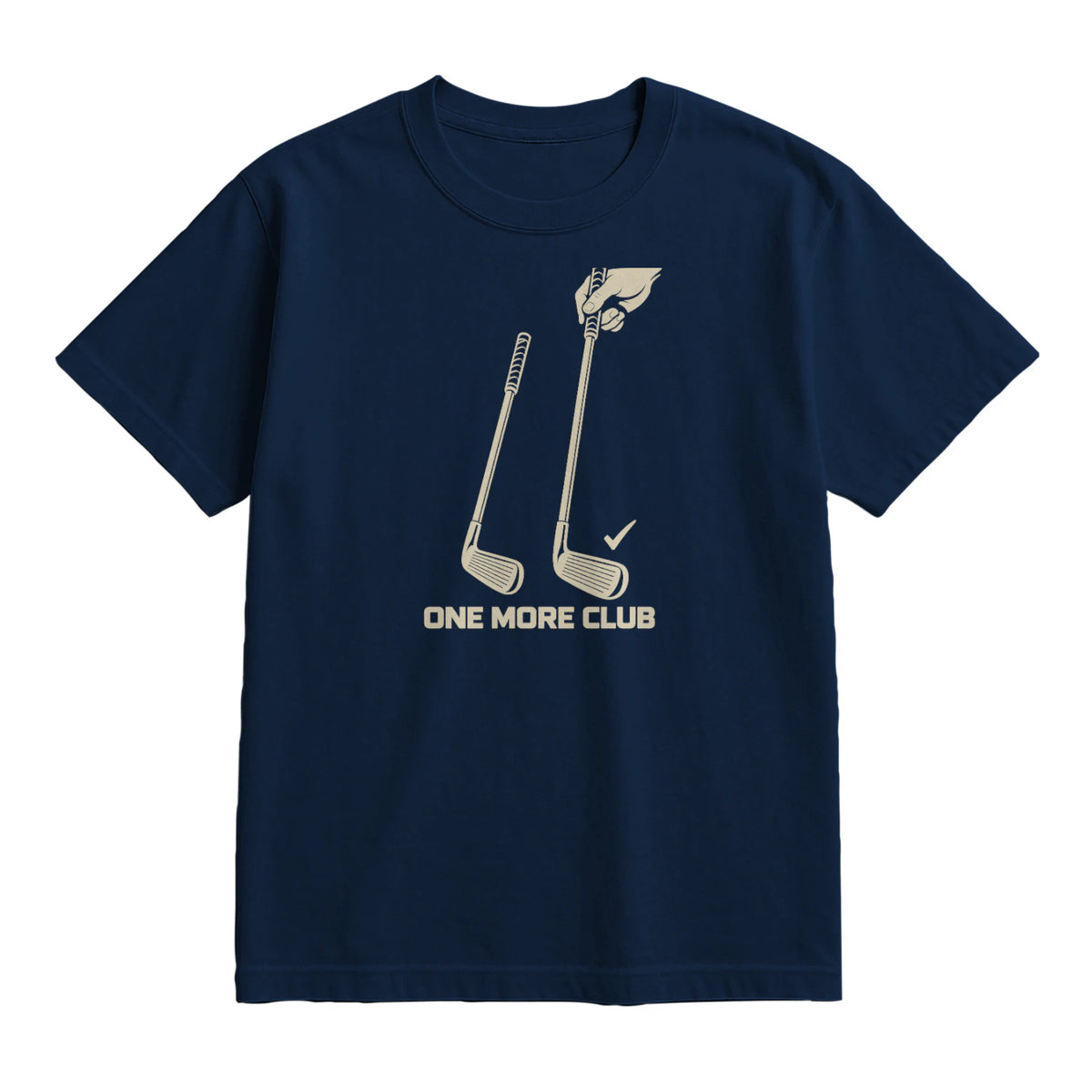 One More Club Golf T-Shirt — lying flat, viewing the front side.