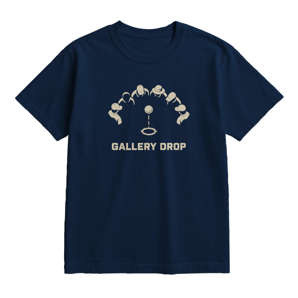 Gallery Drop Golf T-Shirt — lying flat, viewing the front side.