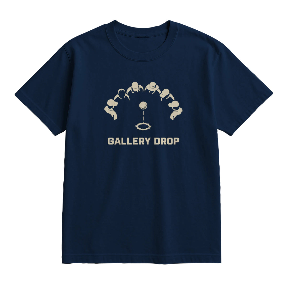 Gallery Drop Golf T-Shirt — lying flat, viewing the front side.