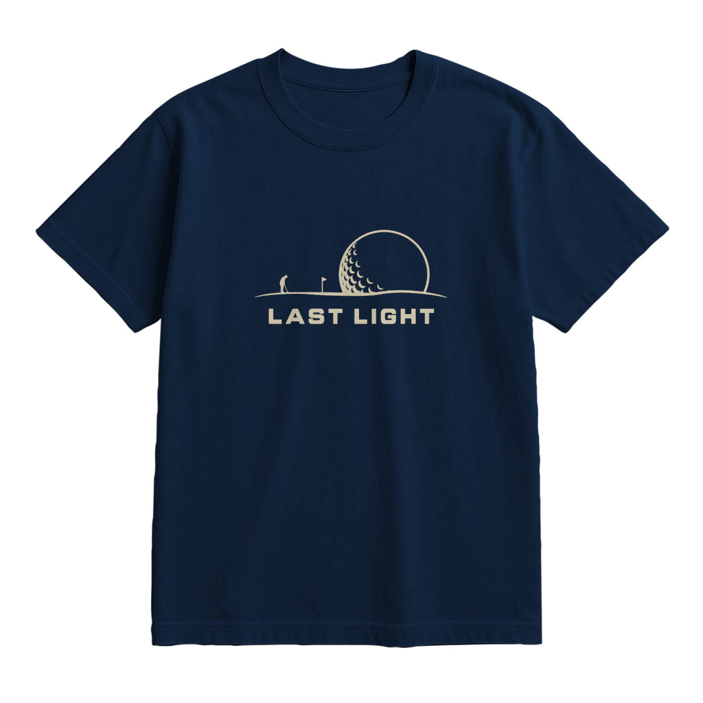 Last Light Golf T-Shirt — lying flat, viewing the front side.