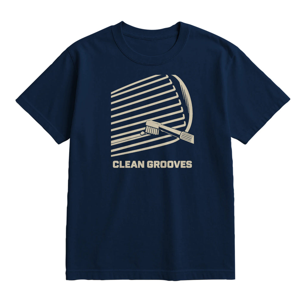 Clean Grooves Golf T-Shirt — lying flat, viewing the front side.