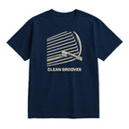 Clean Grooves Golf T-Shirt — lying flat, viewing the front side.