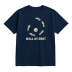 Ball at Rest Golf T-Shirt — lying flat, viewing the front side.