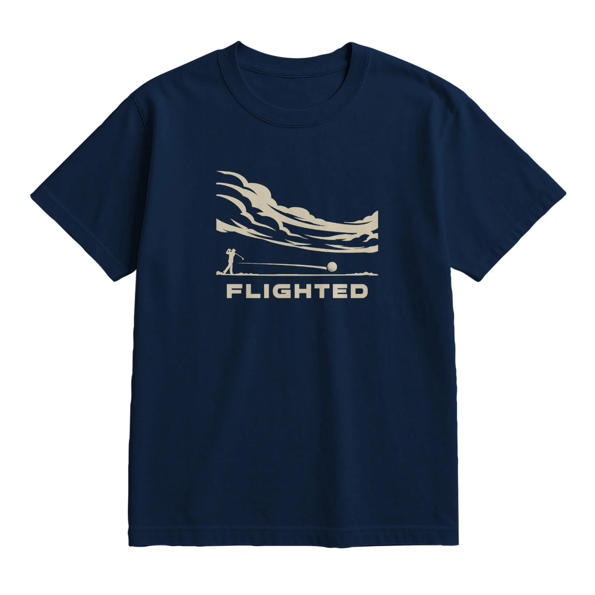 Flighted Golf T-Shirt — lying flat, viewing the front side.