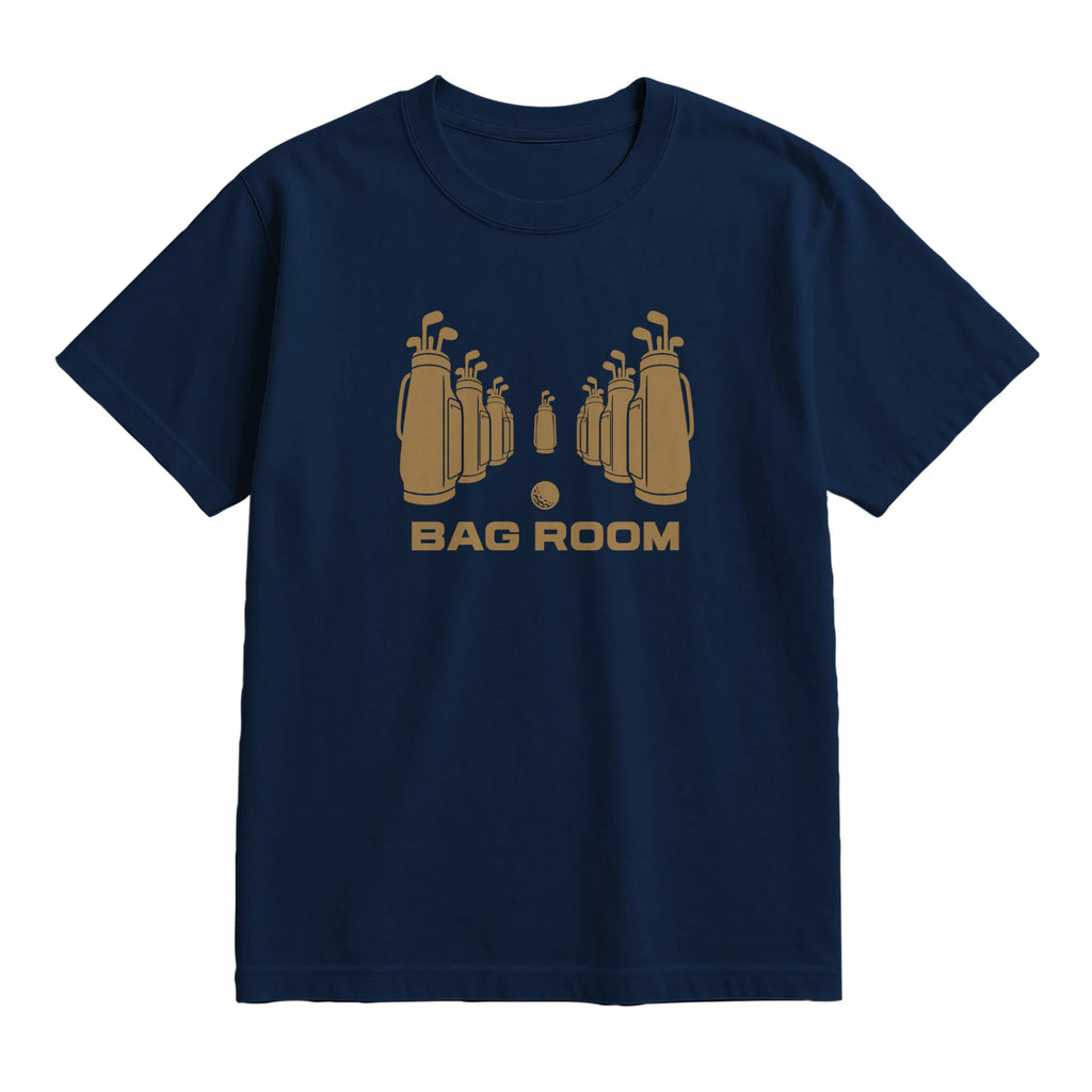 Bag Room Golf T-Shirt — lying flat, viewing the front side.