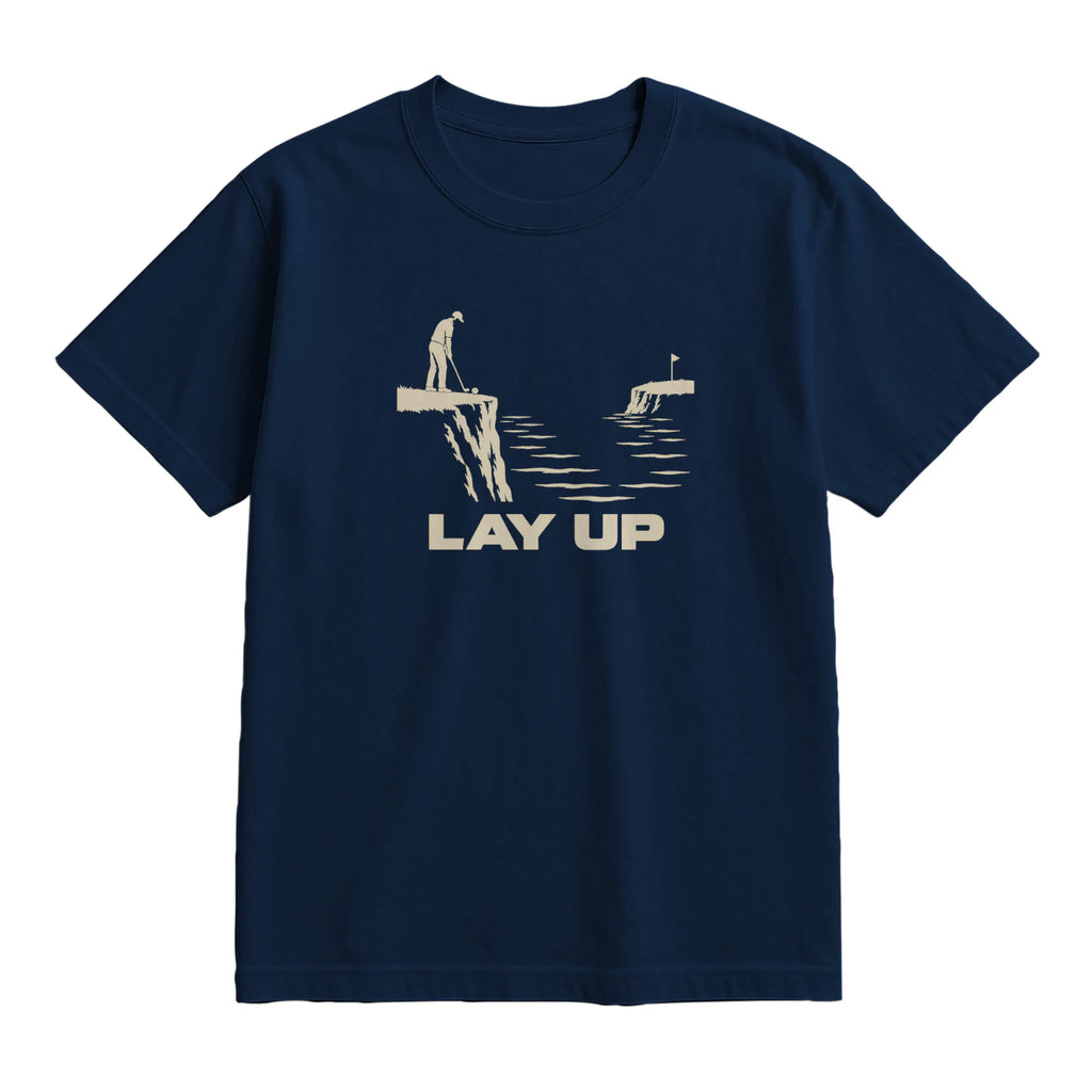 Lay Up Golf T-Shirt — lying flat, viewing the front side.