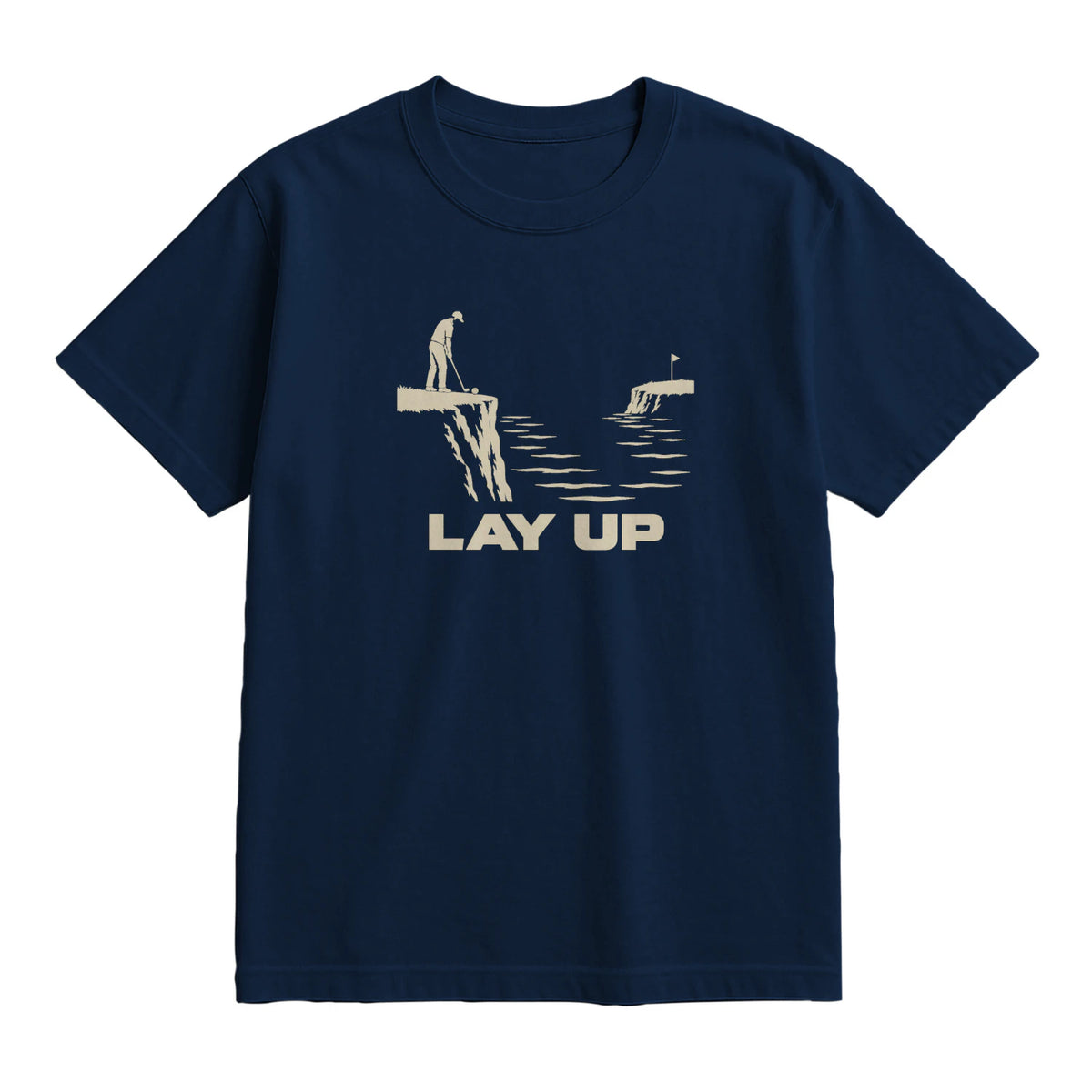 Lay Up Golf T-Shirt — lying flat, viewing the front side.