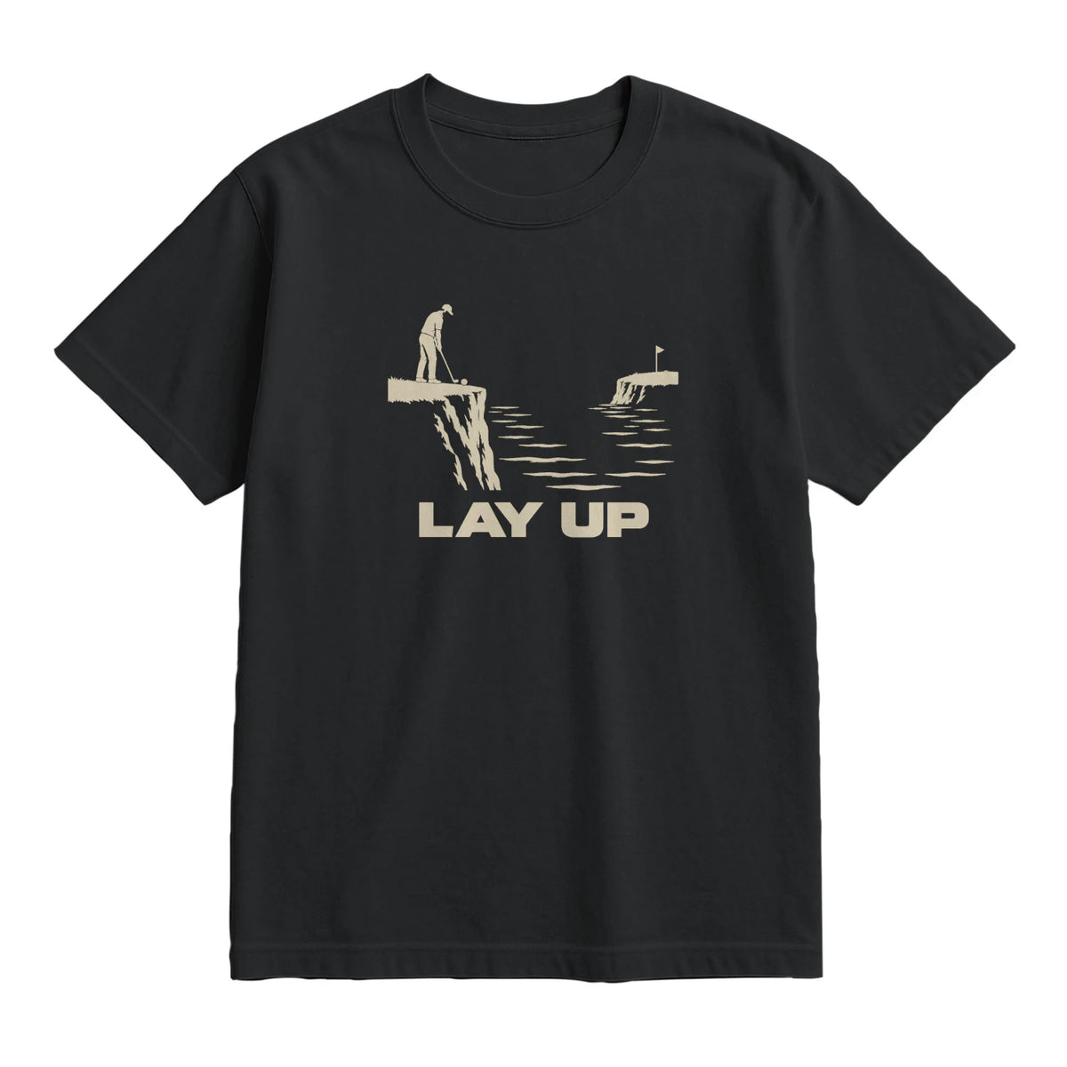 Lay Up Golf T-Shirt — lying flat, viewing the front side.