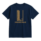 House Rule Golf T-Shirt — lying flat, viewing the front side.