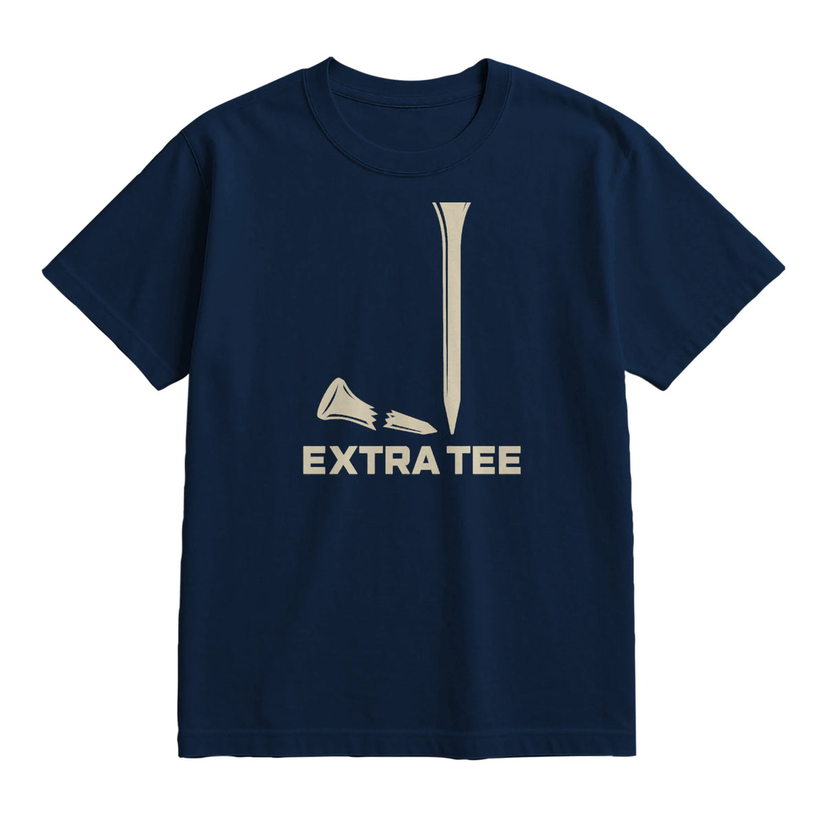 Extra Tee Golf T-Shirt — lying flat, viewing the front side.