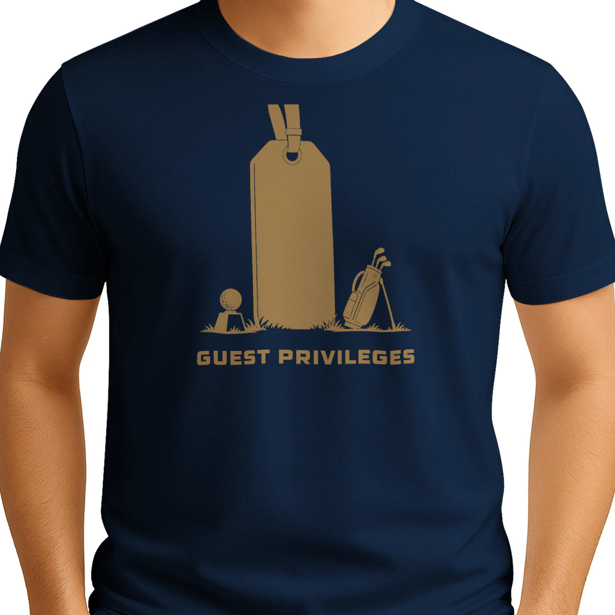 Guest Privileges Golf T-Shirt — male model front