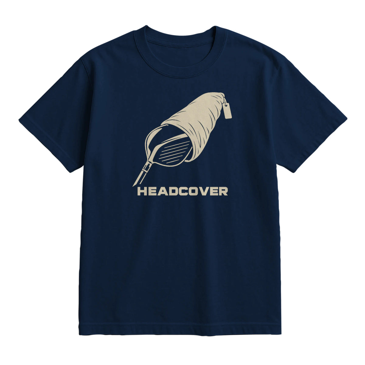 Headcover Golf T-Shirt — lying flat, viewing the front side.