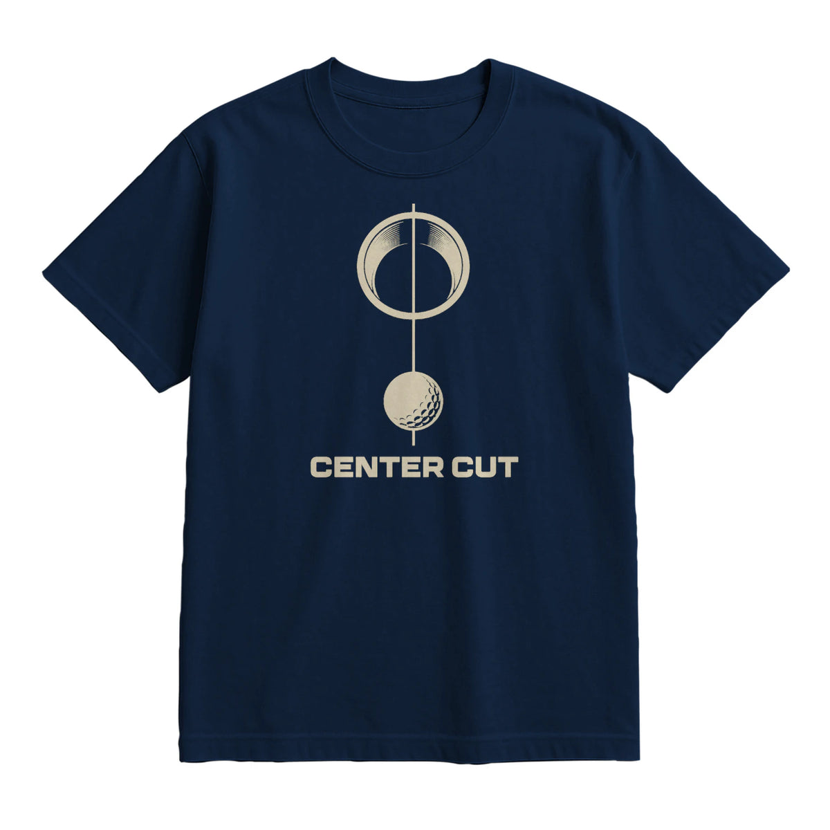 Center Cut Golf T-Shirt — lying flat, viewing the front side.