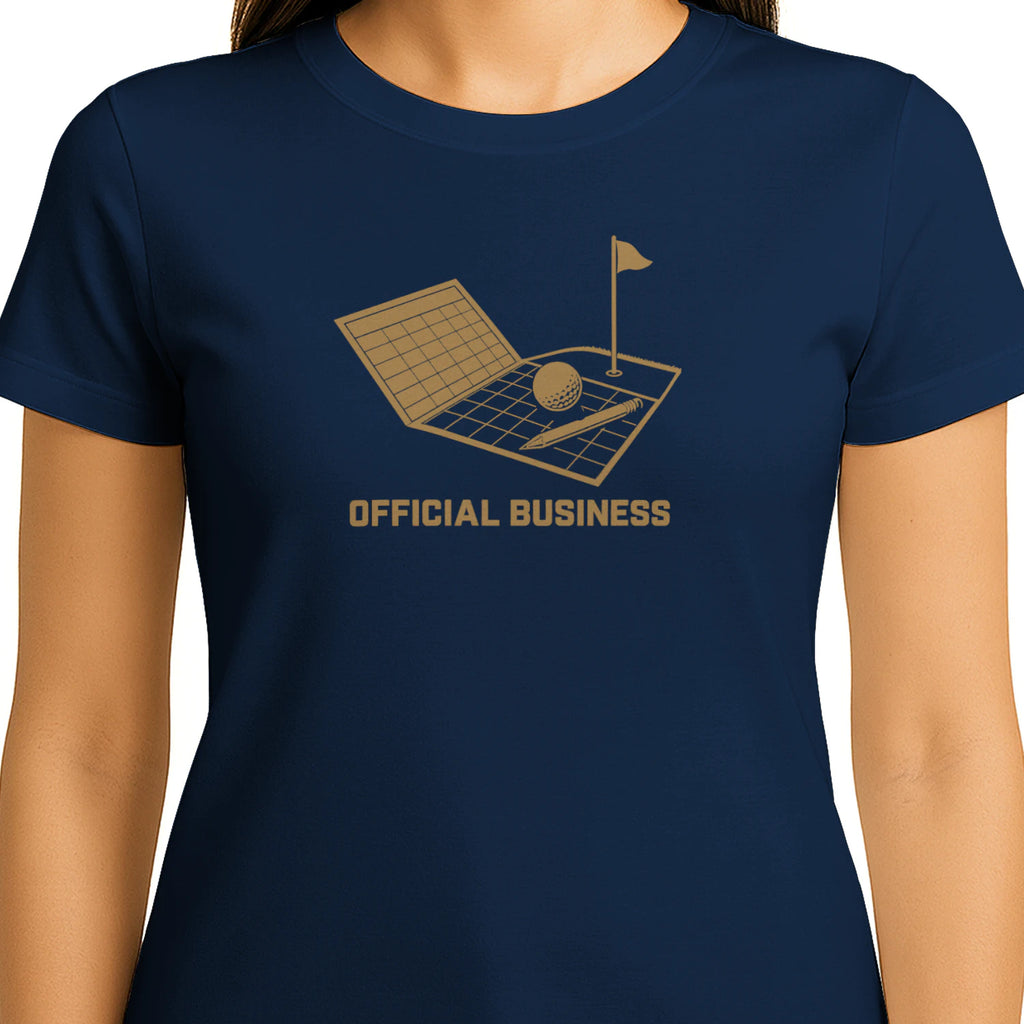 Official Business Golf T-Shirt — female model front